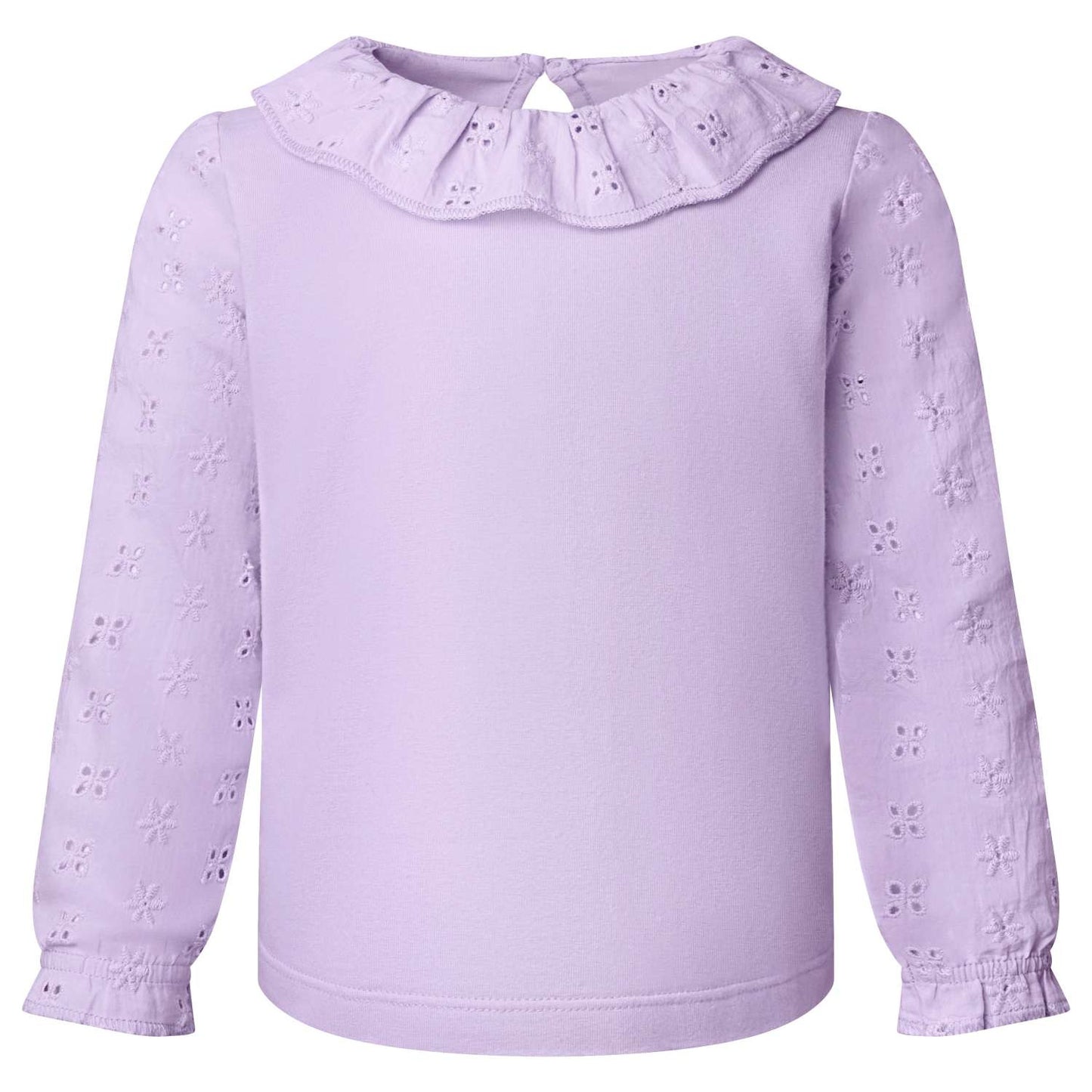 Buy Blank Wholesale Cotton Long Sleeve Girls Long Sleeve Top with Frill in Pastel Purple ideal for embroidery, HTV, DTF