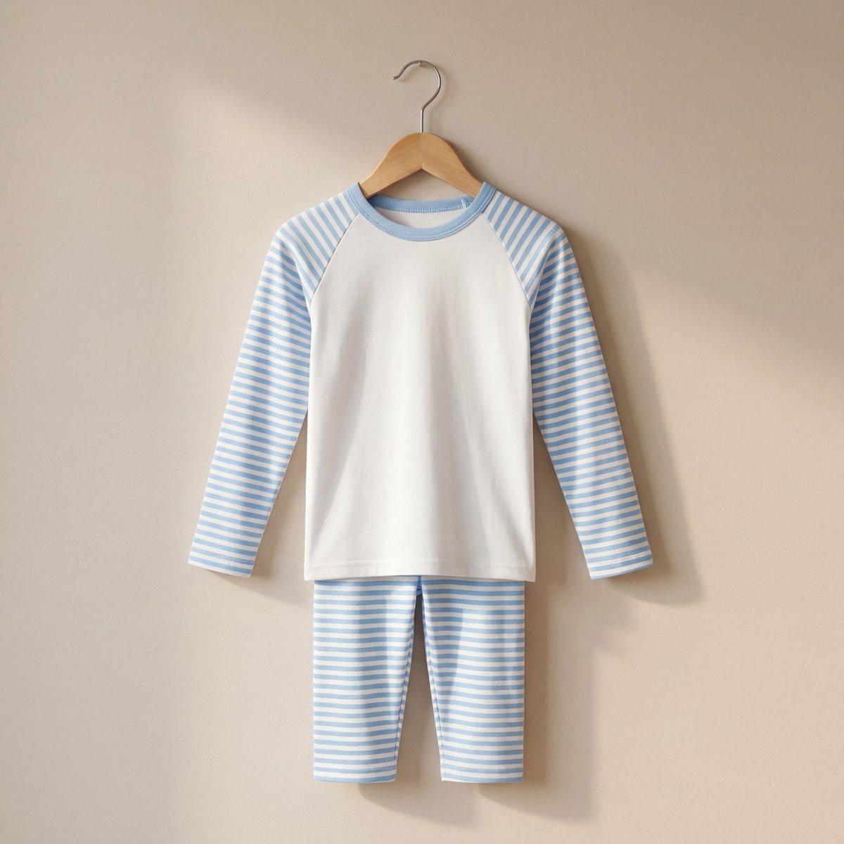 Long Raglan Sleeve Pyjama Set - Striped
