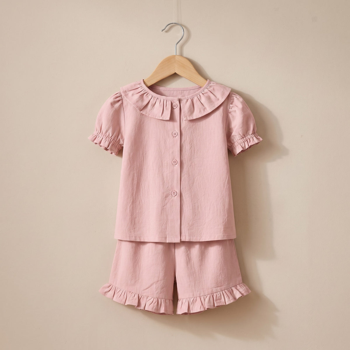 Linen T-Shirt & Short Frill Set
