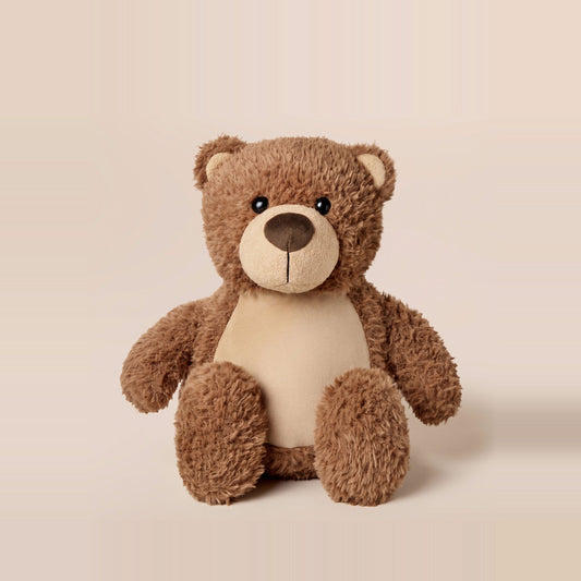 Tummi Bears Bramble the Brown Bear plush teddy soft toy, front view on a studio background - wholesale blank for personalisation, KWC4744BR