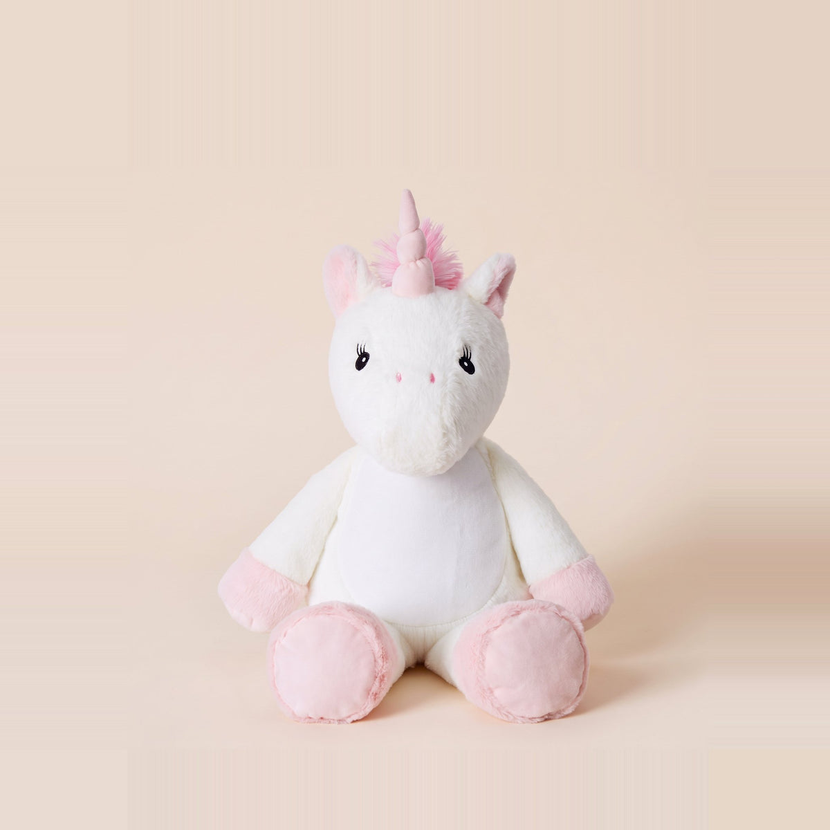 Tummi Bears Uma the Unicorn plush soft toy, front view on a studio background - wholesale blank for personalisation, KWC5642