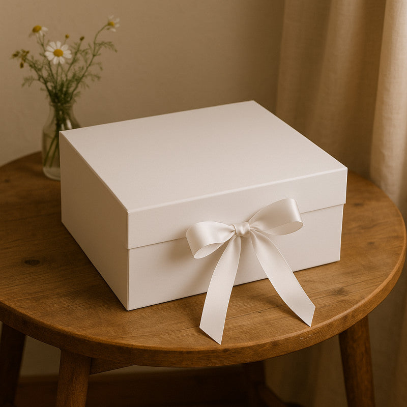 White Magnetic Gift Box with Ribbon