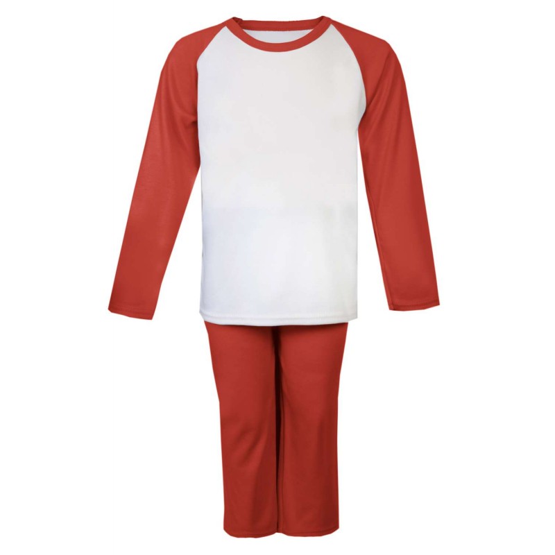 Baby Blanks Long Raglan Sleeve Pyjama Set in Red by Kids Wholesale Clothing