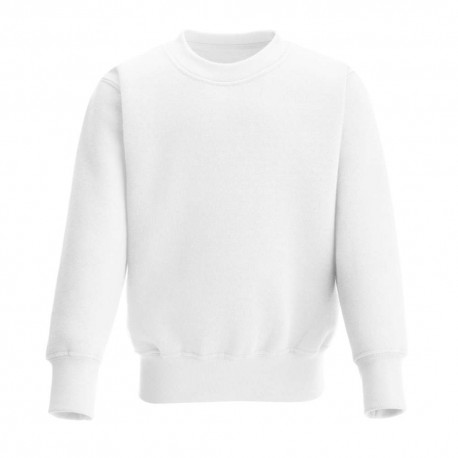 Crew Neck Fleece Sweatshirt in White 