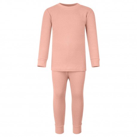 Kids Ribbed Loungewear Sets in Dusty Pink by Kids Wholesale Clothing