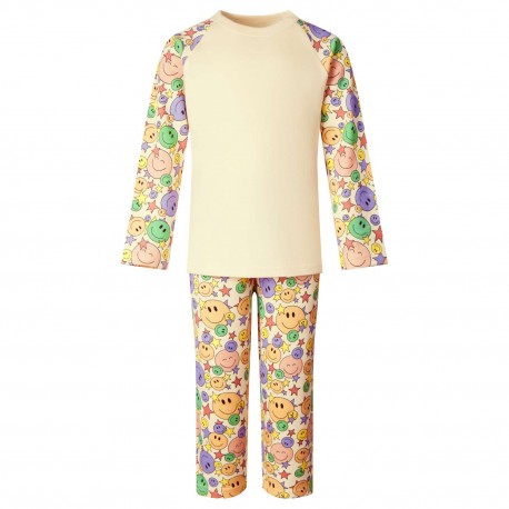 Smiley Face Print Long Sleeve Pyjama Set