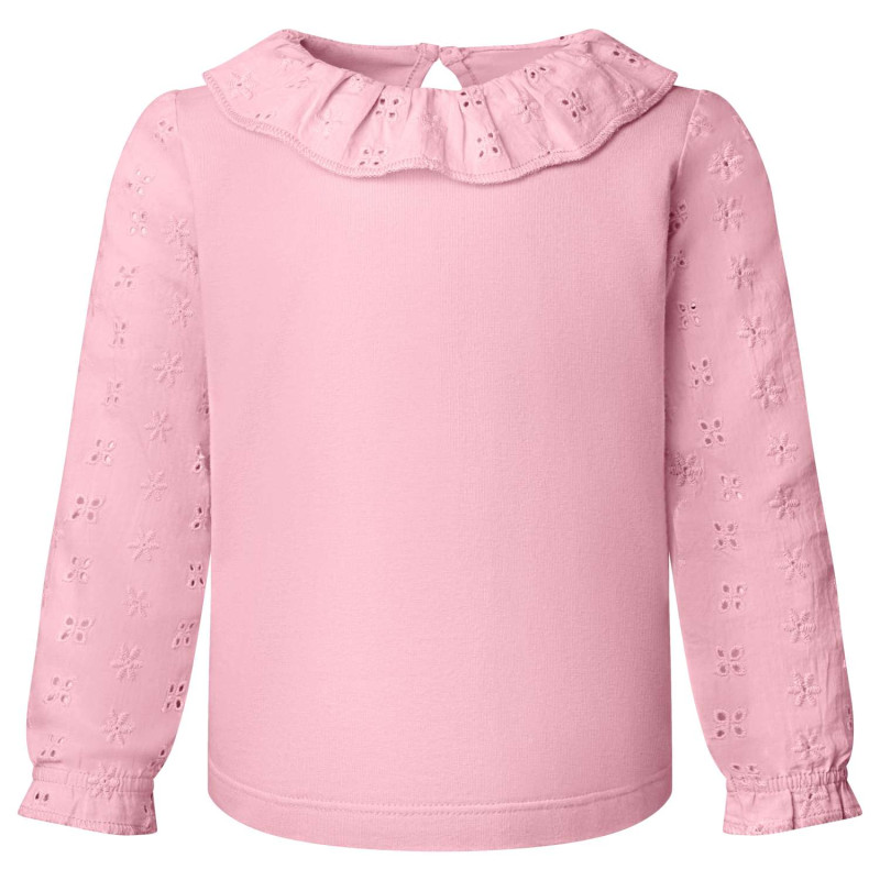 Long Sleeve Top with Frill in Pastel Pink