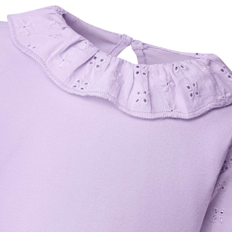 Long Sleeve Top with Frill in Pastel Purple