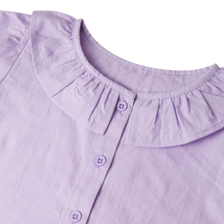 Linen T-Shirt & Short Frill Set in Pastel Purple