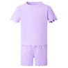 Girl's Rib T-Shirt and Short Set in Pastel Purple