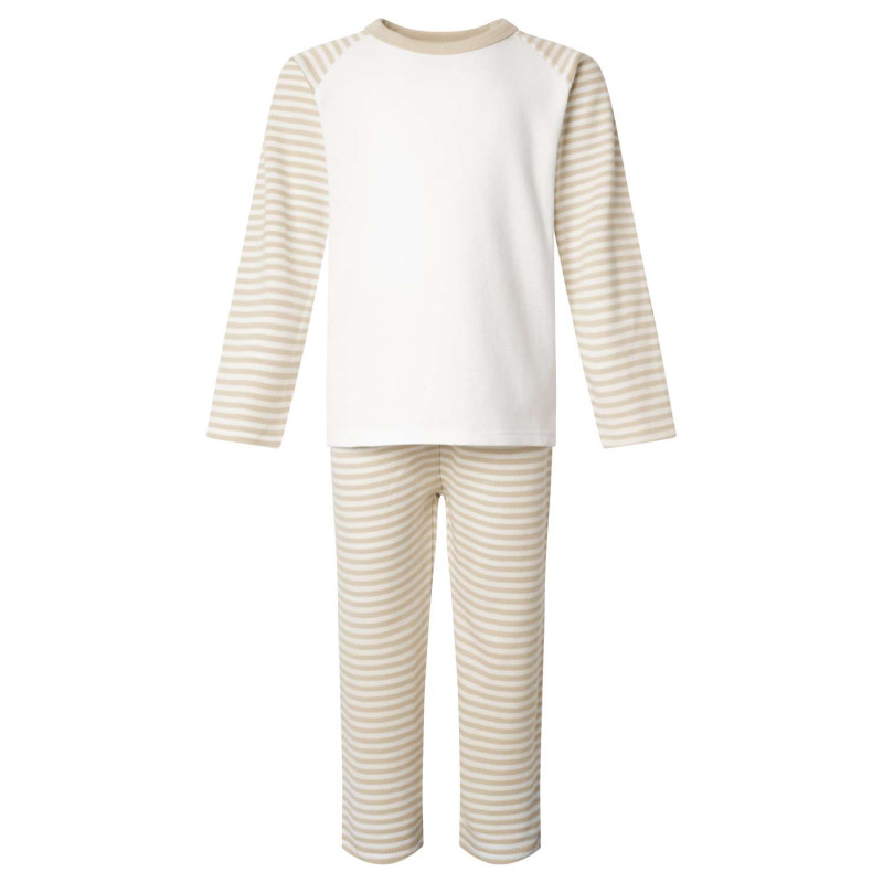 Natural Stripe Long Raglan Sleeve Pyjama Set