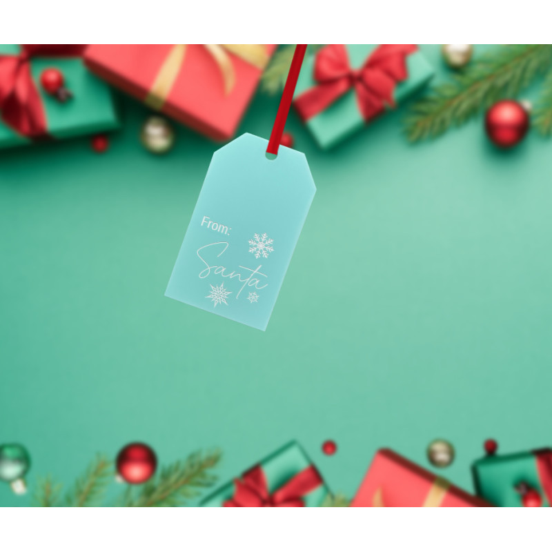 Engraved Acrylic Gift Tag in Pastel Blue