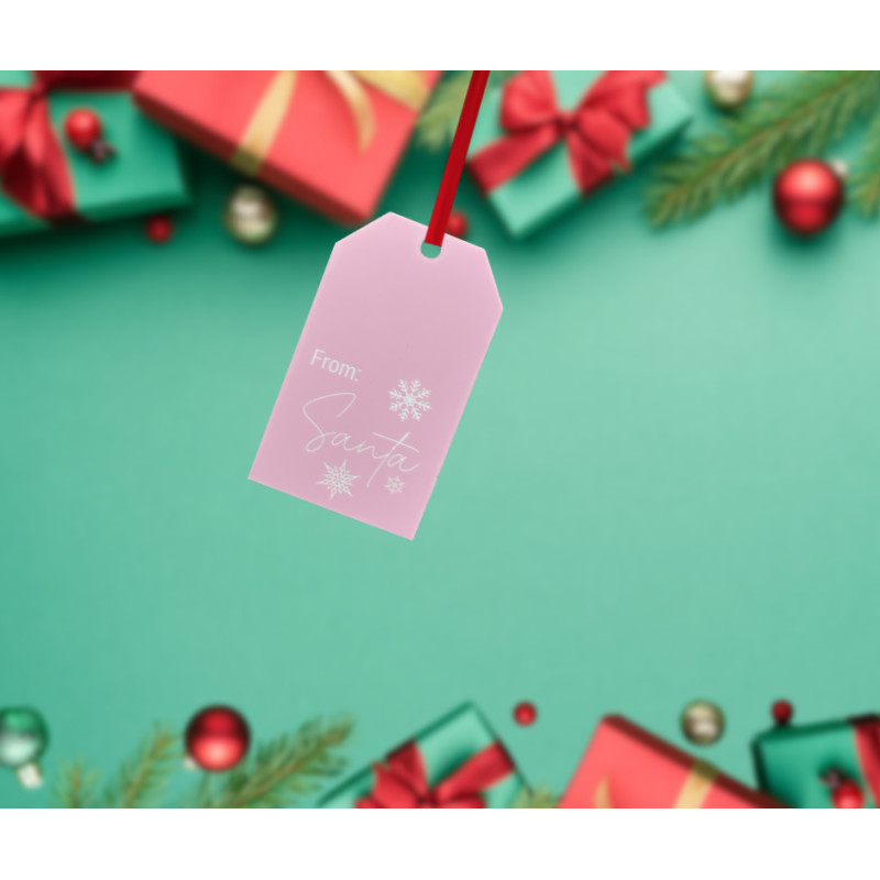 Engraved Acrylic Gift Tag in Pastel Pink