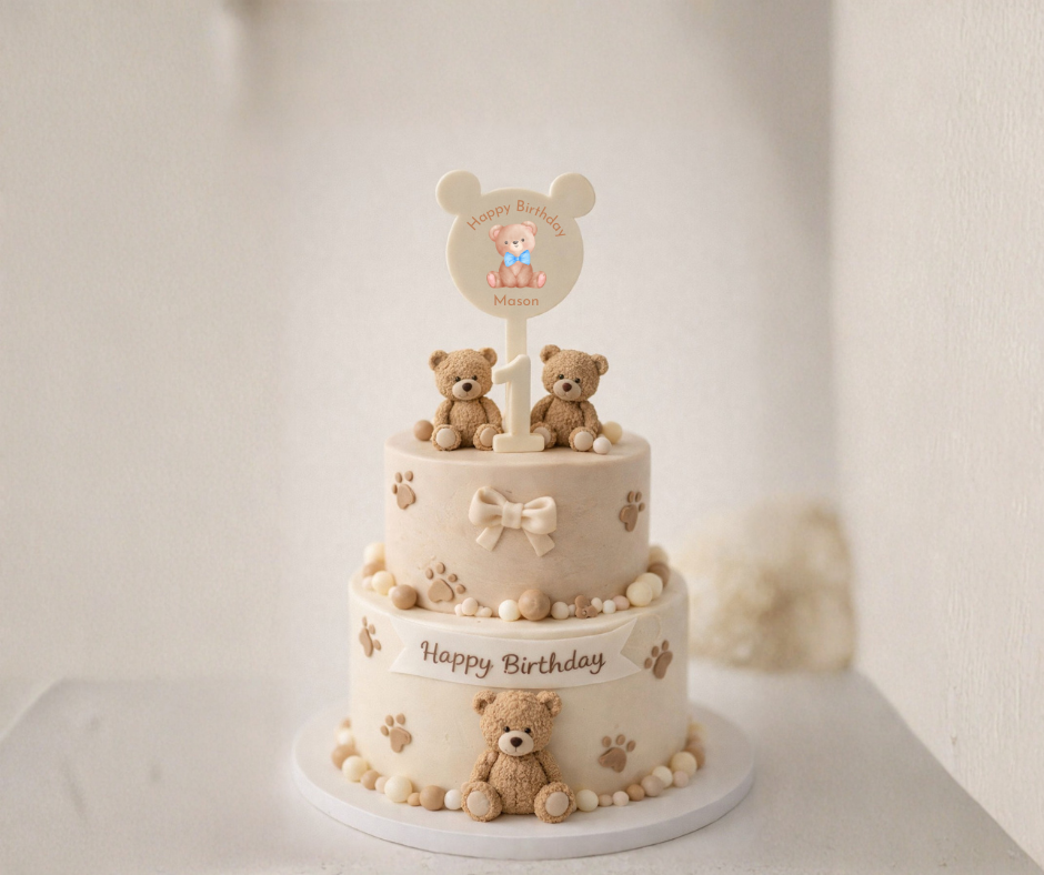 Acrylic Teddy Shape Cake Topper for Sublimation & UVDTF (5 Colours)