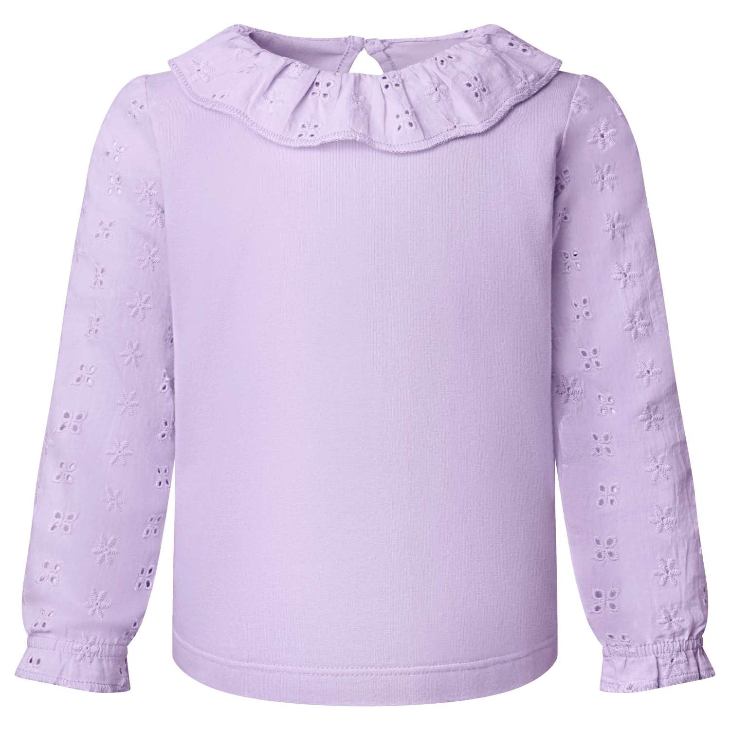 Buy Blank Wholesale Cotton Long Sleeve Girls Long Sleeve Top with Frill in Pastel Purple ideal for embroidery, HTV, DTF