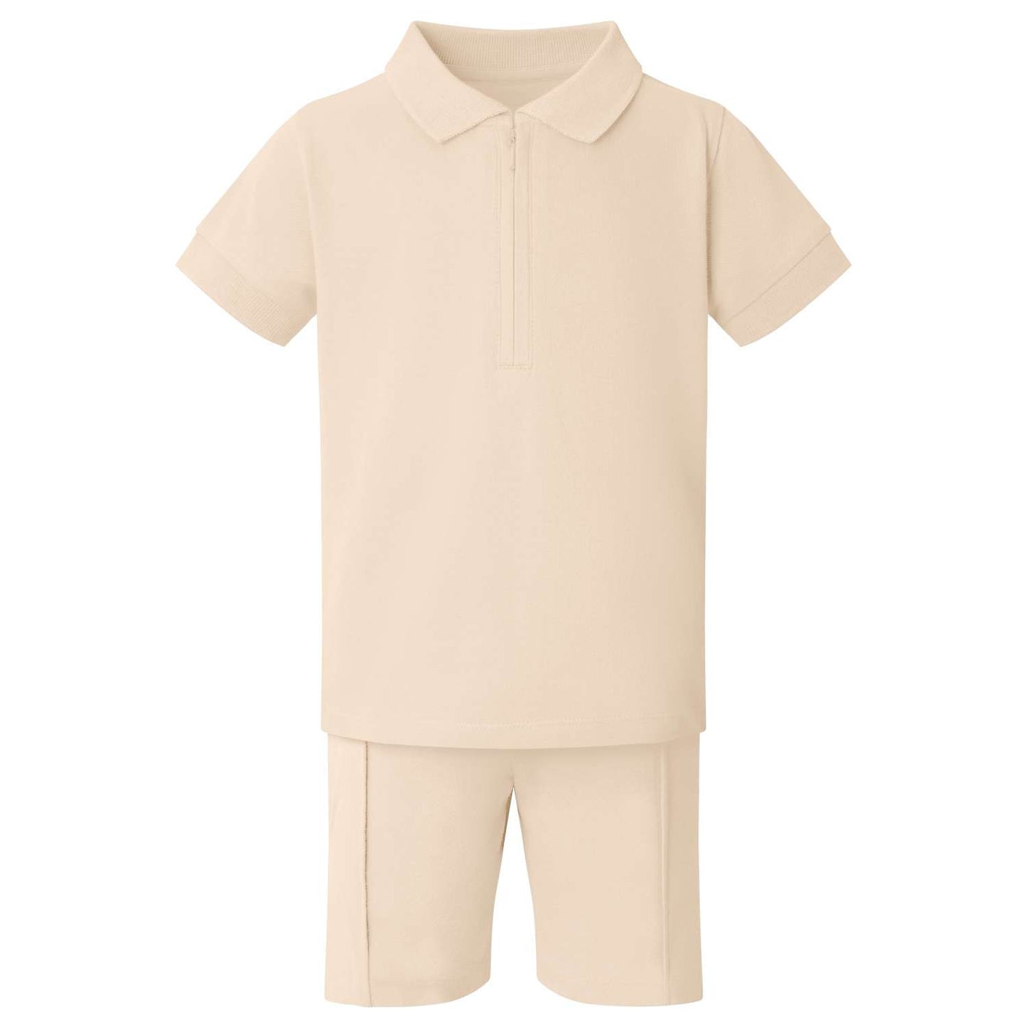 Boy's Zip Neck Polo Shirt and Short Set at Kids Wholesale Clothing, free delivery on eligible orders. Ideal for embroidery, HTV and DTF prints