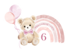 Teddy Bear Rainbow Birthday Numbers DTF Prints