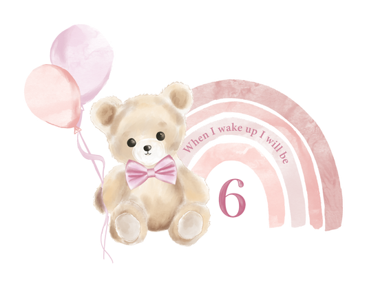 Teddy Bear Rainbow Birthday Numbers DTF Prints