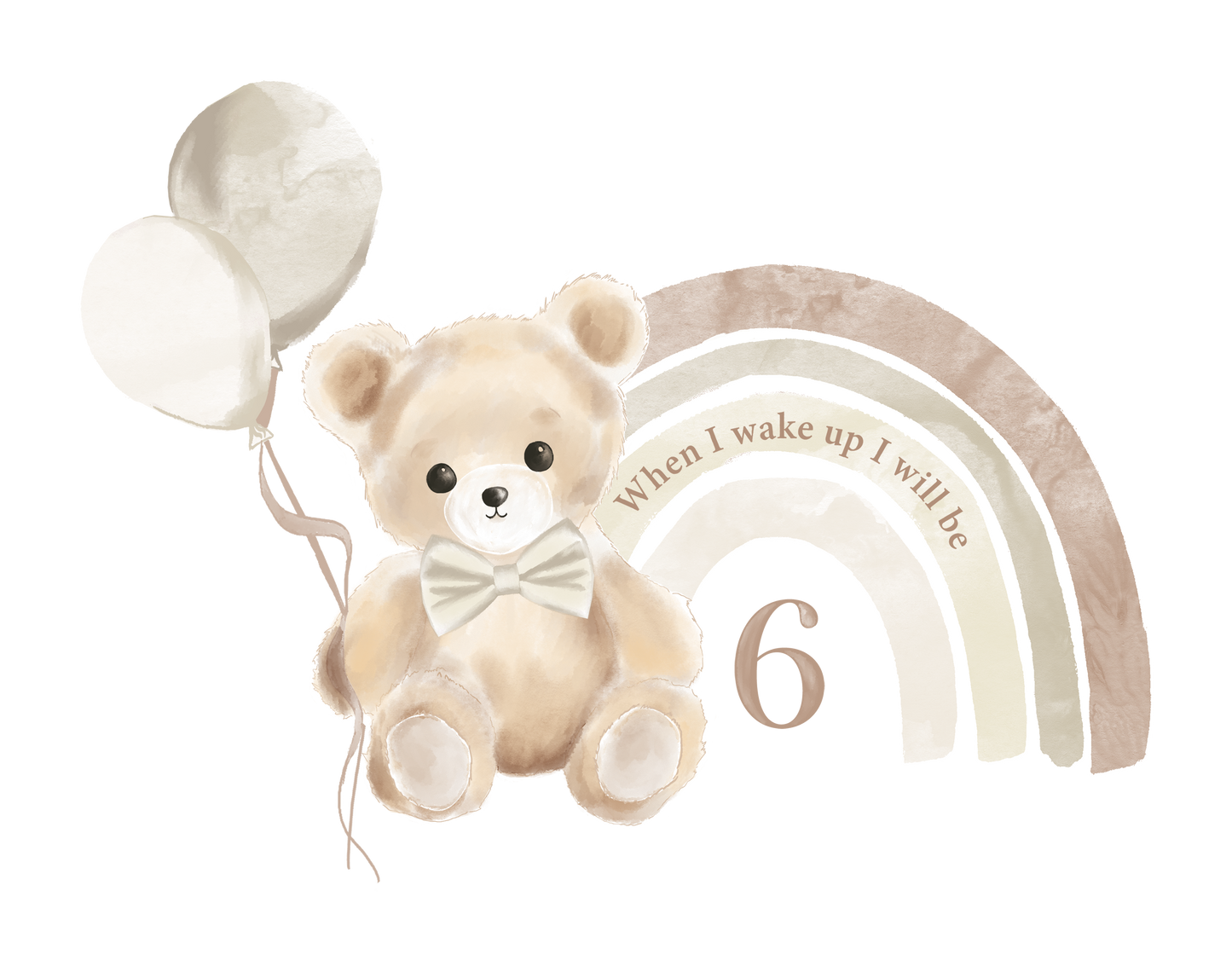 Teddy Bear Rainbow Birthday Numbers DTF Prints