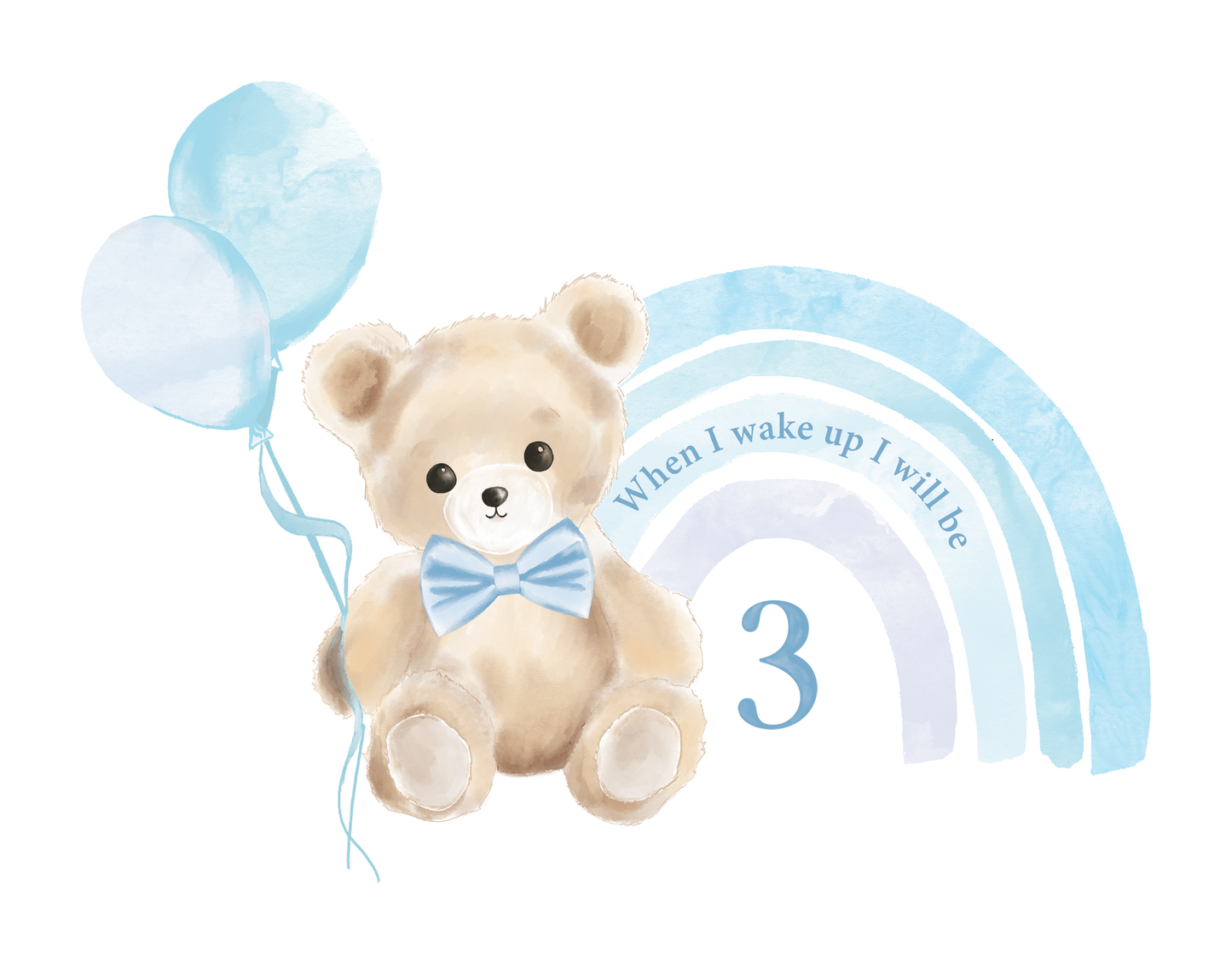 Teddy Bear Rainbow Birthday Numbers DTF Prints