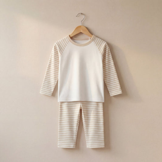 Long Raglan Sleeve Pyjama Set - Striped
