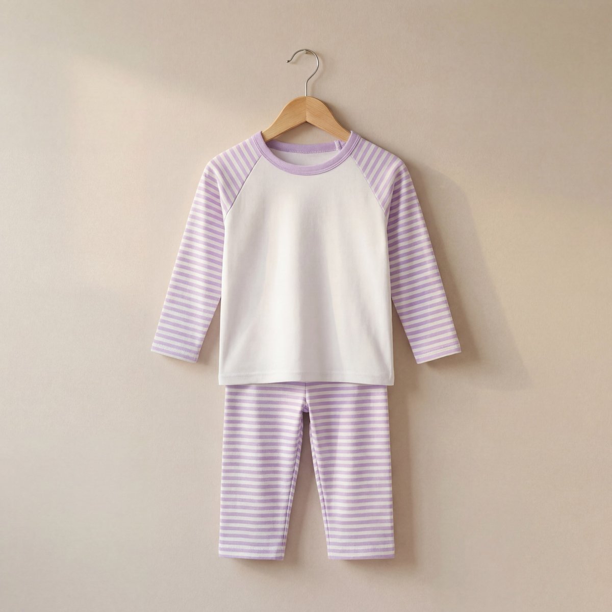 Long Raglan Sleeve Pyjama Set - Striped