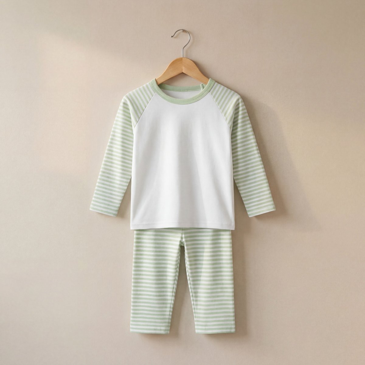 Long Raglan Sleeve Pyjama Set - Striped