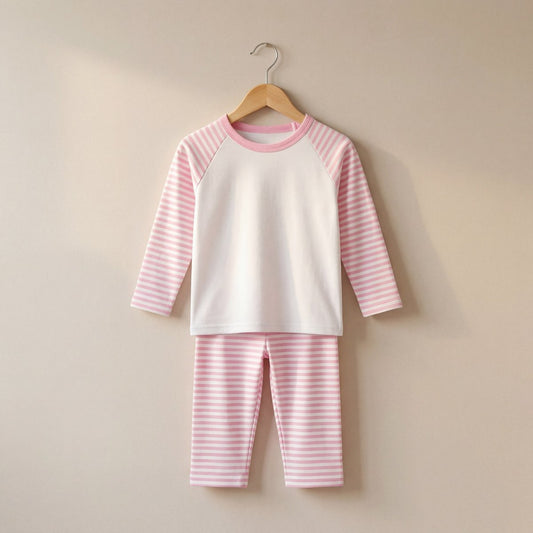 Long Raglan Sleeve Pyjama Set - Striped