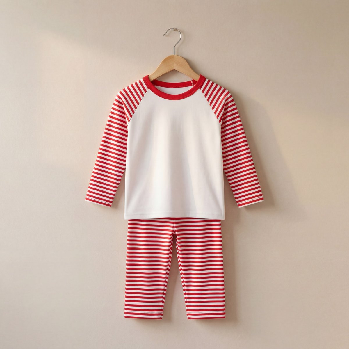 Long Raglan Sleeve Pyjama Set - Striped