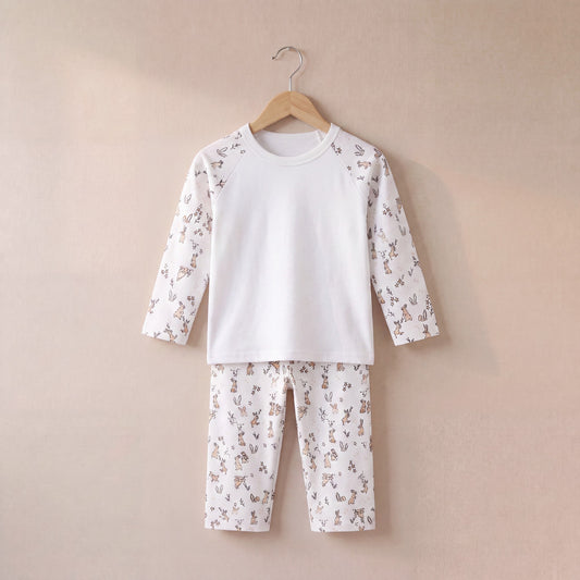Bunny Print Long Raglan Sleeve Pyjama Set