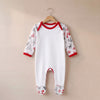 Grey and  Red Reindeer Print Plain Chest Rompersuit