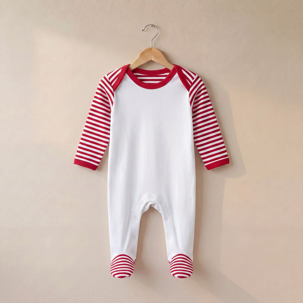 Baby Plain Chest Rompersuit Red Stripe