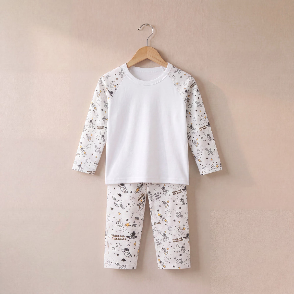 Space Print Long Raglan Sleeve Pyjama Set