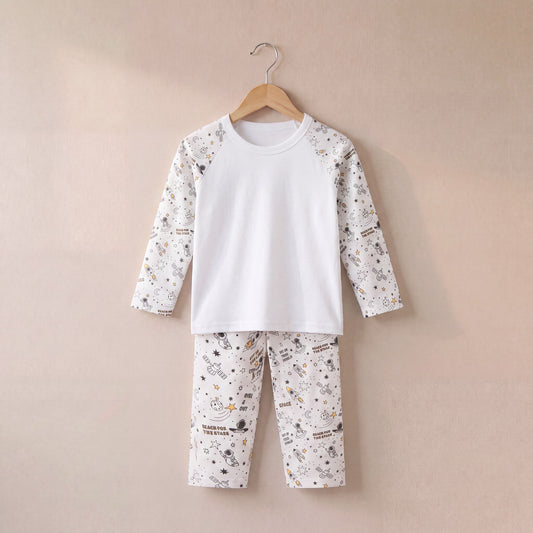 Space Print Long Raglan Sleeve Pyjama Set