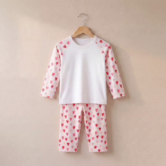 Happy Hearts Print Long Sleeve Pyjama Set