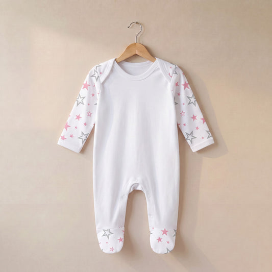 Baby Plain Chest Rompersuit Star Print