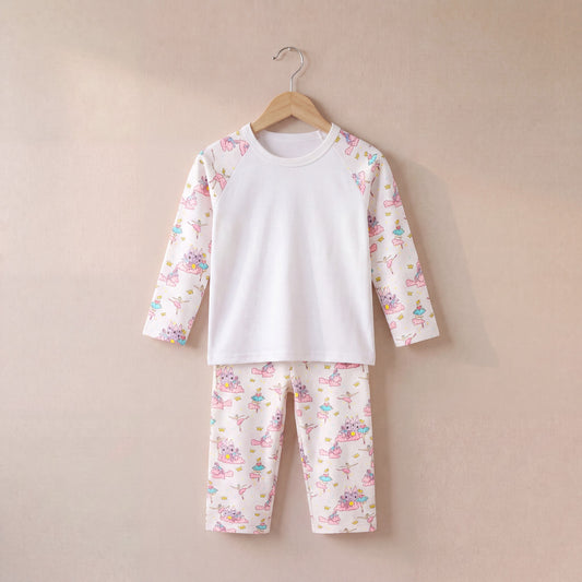 Ballerina Print Long Sleeve Pyjama Set