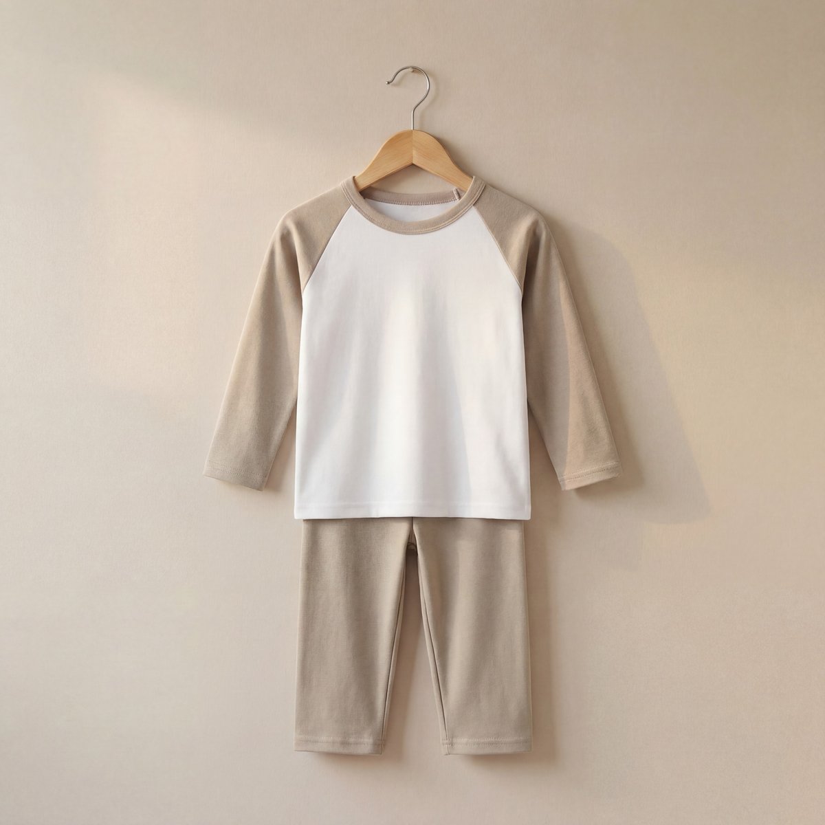 Long Raglan Sleeve Pyjama Set - Plain
