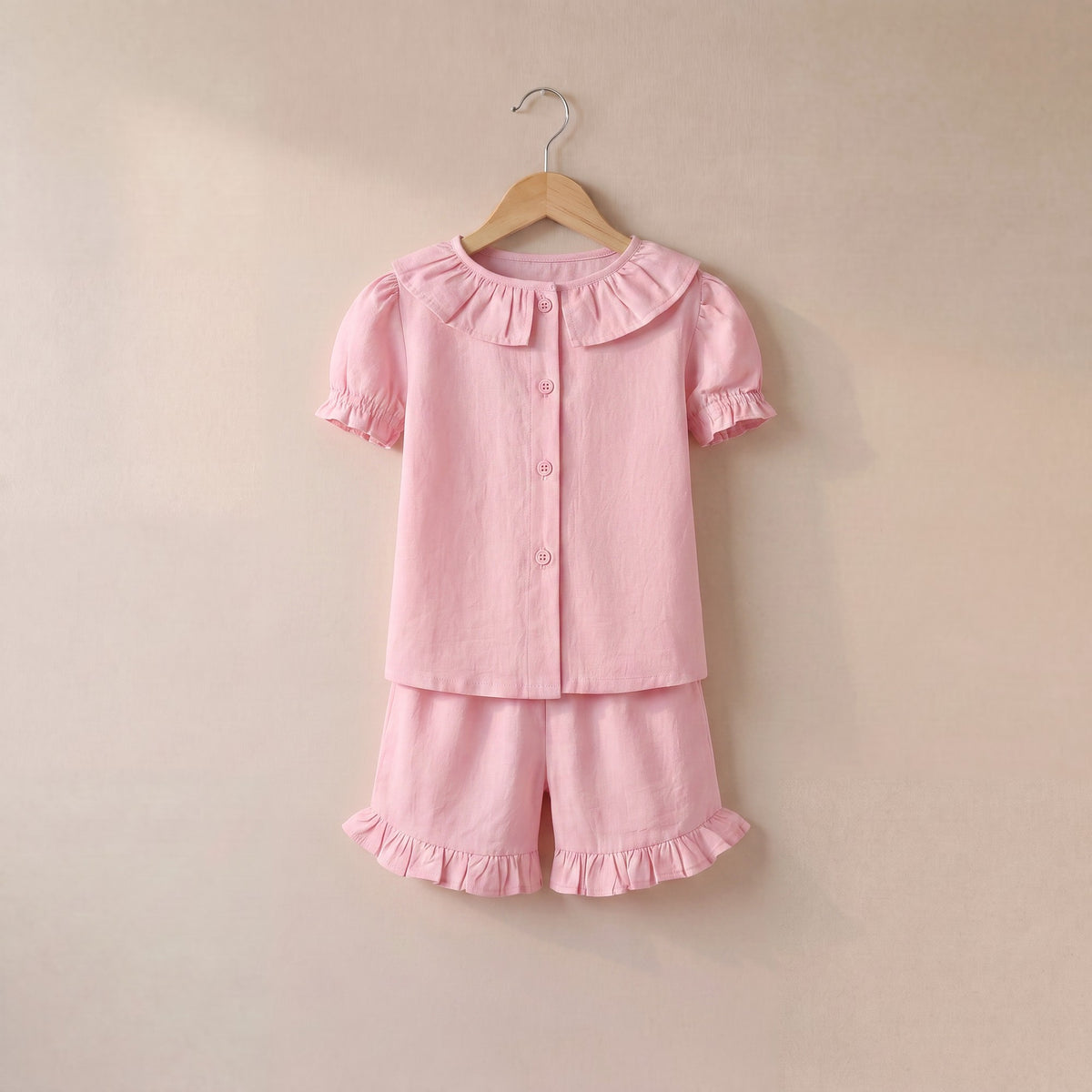 Linen T-Shirt & Short Frill Set