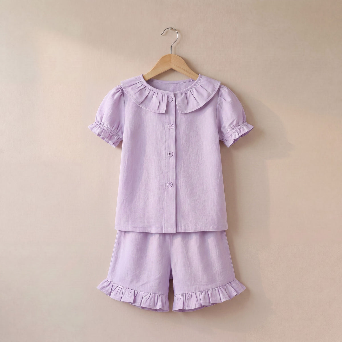 Linen T-Shirt & Short Frill Set