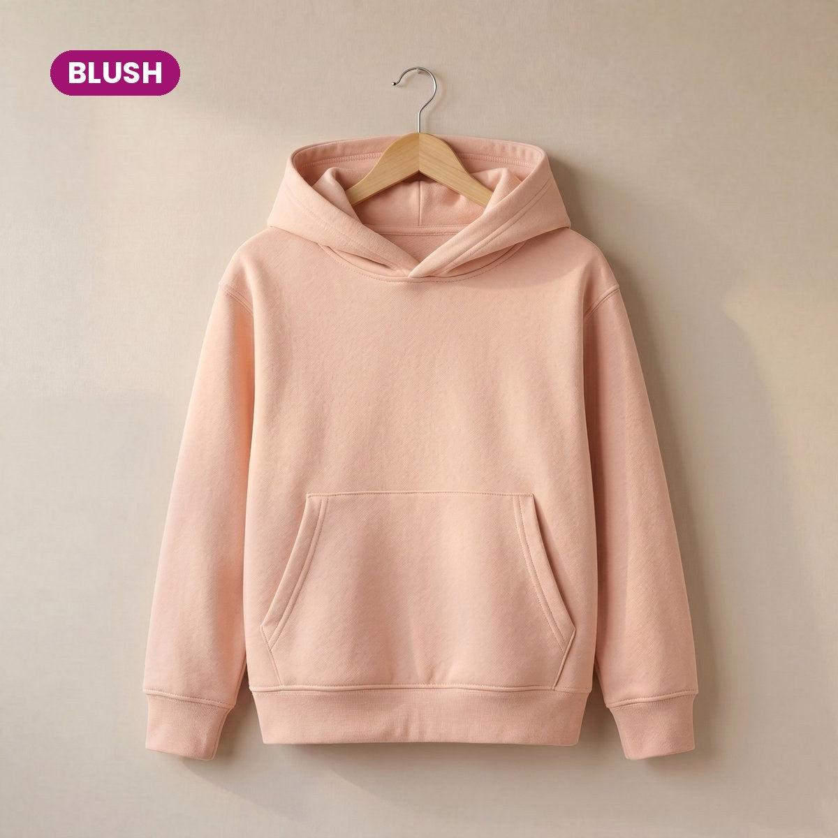 Kids Pull On Hoodie in Blush