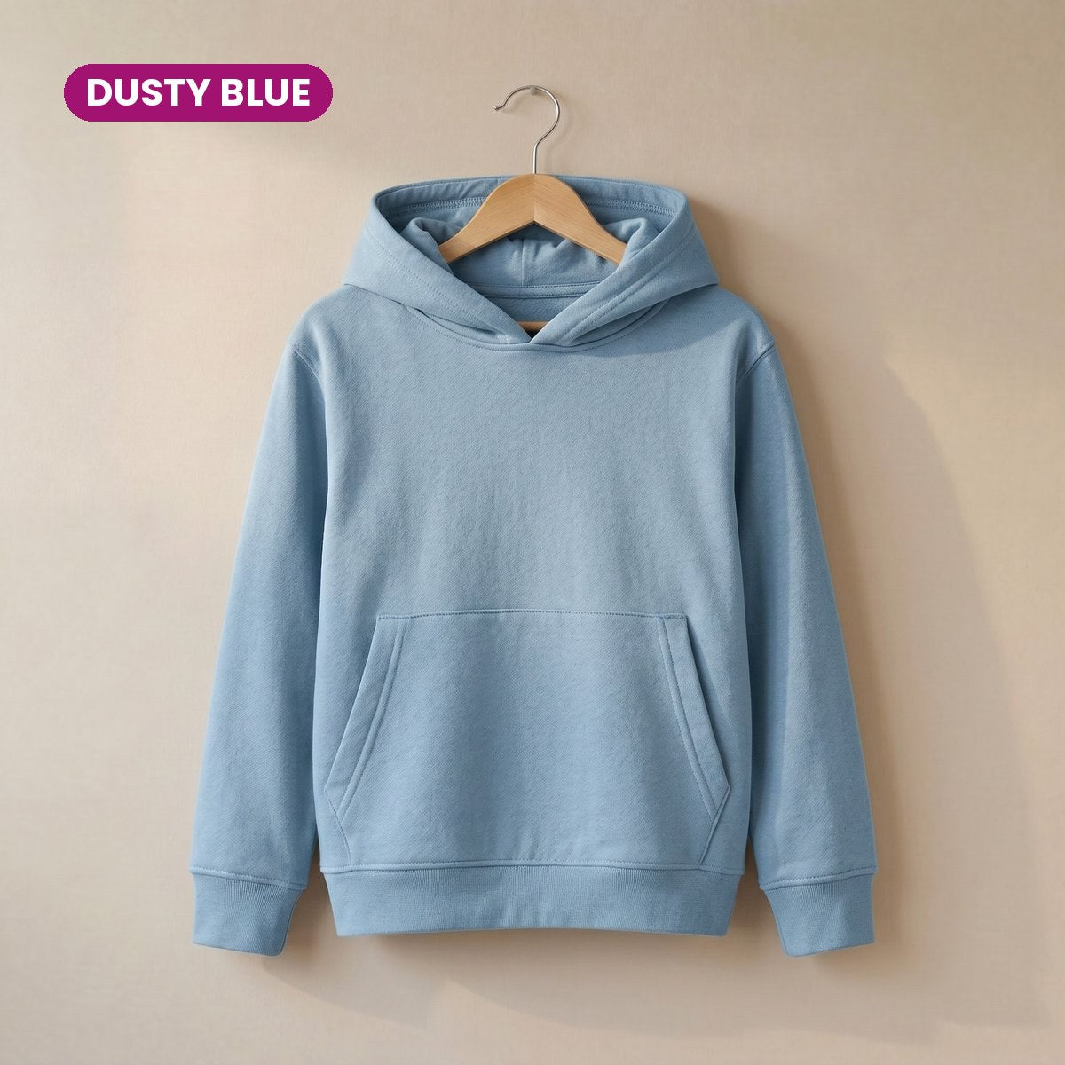 Kids Pull On Hoodie in Dusty Blue
