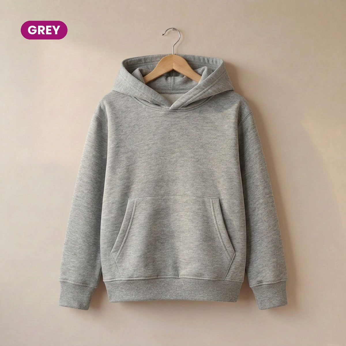Kids Pull On Hoodie in Grey