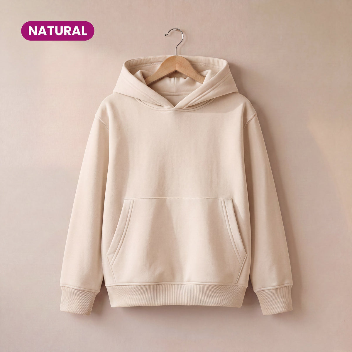 Kids Pull On Hoodie in Natural