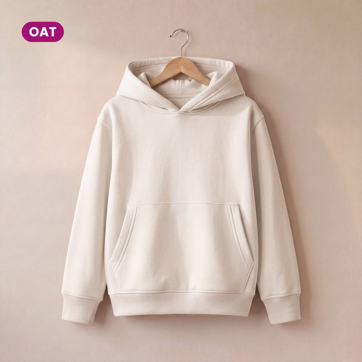 Kids Pull On Hoodie in Oat