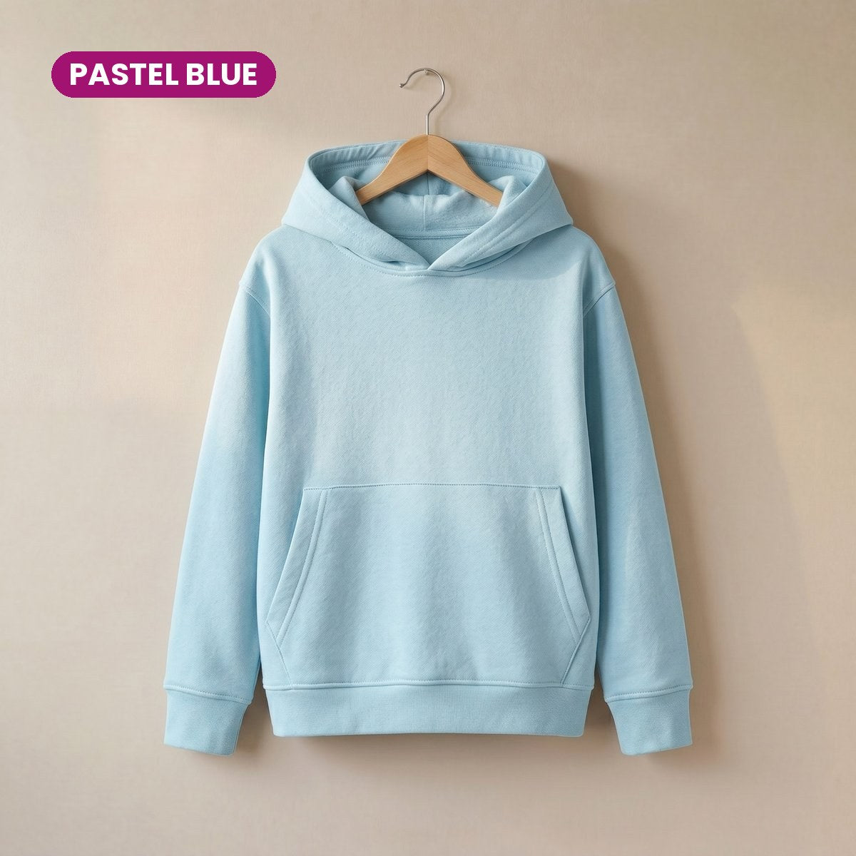 Kids Pull On Hoodie in Pastel Blue