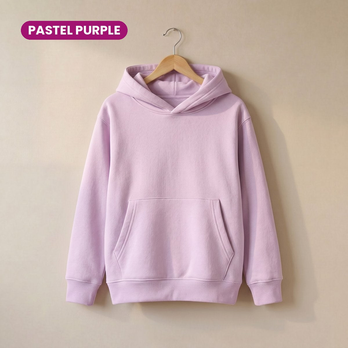 Kids Pull On Hoodie in Pastel Purple