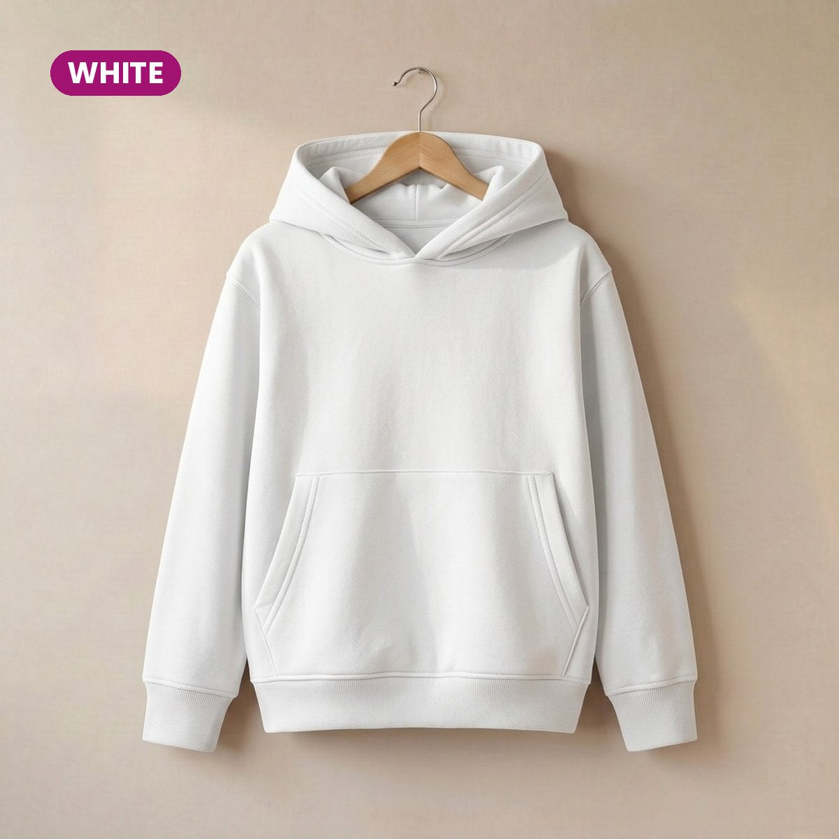 Kids Pull On Hoodie in White
