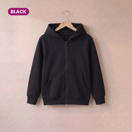 Kids Zip Up Hoodie in Black
