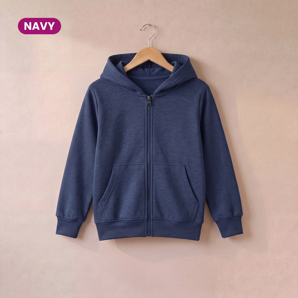 Kids Zip Up Hoodie in Navy